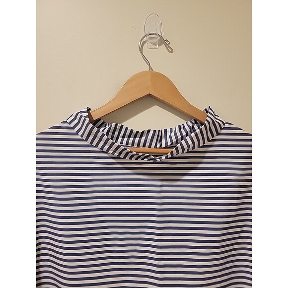Gallego Desportes Twisted Collar Top Navy Blue Stripe Relaxed Boxy Nautical OS - Picture 5 of 9